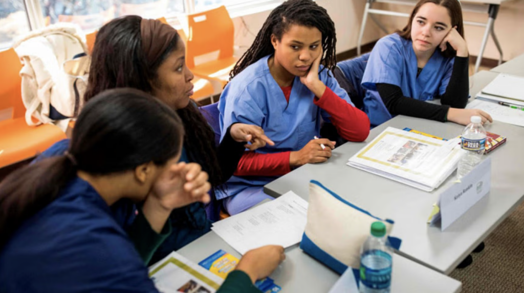 participants working in a classroom