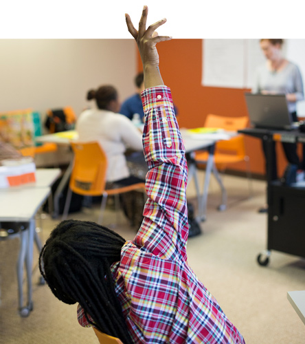 Skills Initiative Participant raising hand to ask a question